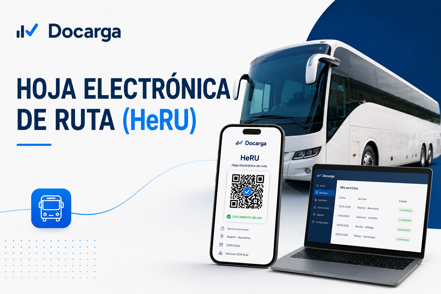 Hoja electrónica de ruta HeRU para transporte de viajeros con Docarga